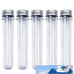 Clear Plastic Test Tubes with Silver Screw Caps Tube Bath Salt Containers Candy Storage 40ml272x