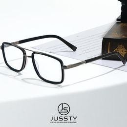 Sunglasses Frames JUSSTY Square Aviation Glasses Frame Men Optical Myopia Eyeglasses Male Acetate Prescription Spectacles Brand 2023
