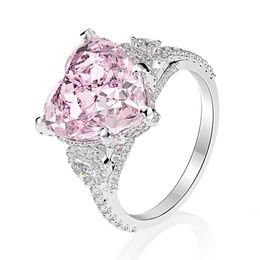 Heart Cut 5ct Pink Sapphire Diamond Ring 925 Sterling Silver Engagement Wedding Band Rings For Women Fine Jewelry225V