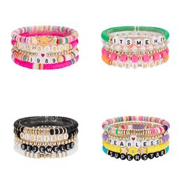 Bohemian Corded Bracelet Colourful Letter Beads Adjustable Friendship Bracelet Set