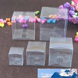 Ship 50pcs Square Plastic Clear PVC Boxes Transparent Waterproof Gift Box PVC Carry Cases Packaging Box For jewelry Candy toy231o