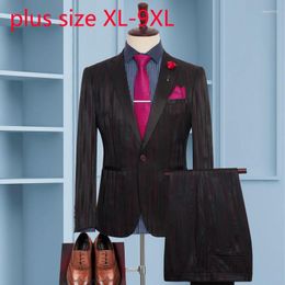Men's Suits Arrival Fashion High Quality Super Large Suit Men Black Striped Coat Wedding Dress Smart Casual Four Seasons Plus Size L-9XL