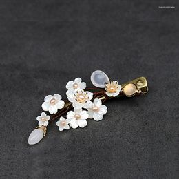 Hair Clips 2pc Freshwater Pearl Shell Flower Clip Blossom Pin Chinese Pins Retro Hairpin Bridal Headpiece Pince WIGO1389