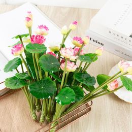 Decorative Flowers 1/2/3pcs 7 Forks Silk Bouquet Artificial Lotus Leaf Fake Plants Party Favor Home El Garden Table Wedding Decoration