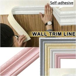 Wall Stickers 3D Foam Waterproof Self-Adhesive Wallpaper Border Decor Removable Sticker Trim Line Decorations1 Drop Delivery Home Gar Dhaes