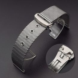 Watch Bands 20mm 22mm Mesh Stainless Steel Band for Omega 007 300 Bracelet Folding Buckle Men Business Metal Strap 230719