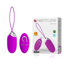 Vibrators Pretty Love 12 Speed USB Charging Vibration Egg Wireless Remote Control Bullet Vibrator Love Egg Adult Sex Toy 230720