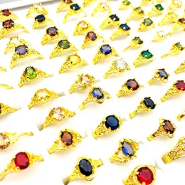 Wholesale 100pcs Rings For Women Prong Multicolor Zircon Stone Fashion Jewellery Accessories Silver Gold Plated With A Display Box