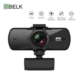 Webcams BELK 2K Webcam Drive Free Computer PC Web Camera with Microphone for Live Broadcast Video Calling Conference Work Camera Web PC J230720