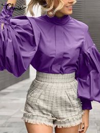 Women's Blouses Shirts Celmia Shirts and Blouses for Women Fashion Purple Tops Elegant Lantern Long Sleeve Blusa Autumn Stylish Clothing Oversized 230719