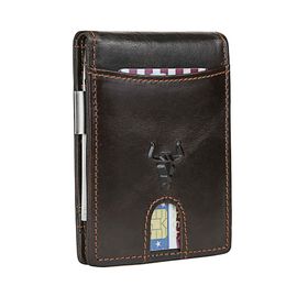 RFID Leather Slim Wallet For Men Money Clip Minimalist Smart Male Purse Card Holder With Zipper Coin Pocket253W