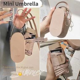 Mini Pocket Rain Umbrella UV Sun Shade Women Flat Lightweight Umbrella Capsule Folding Small Card Bag Easy to Carry Paraguas L230626