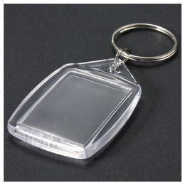 50 Pcs Clear Acrylic Plastic Blank Keyrings Insert Passport Po Keychain Keyfobs Keychian Key Chain Ring264t