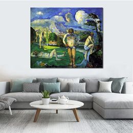 Modern Abstract Canvas Art Bathers at Rest Paul Cezanne Handmade Oil Painting Contemporary Wall Decor