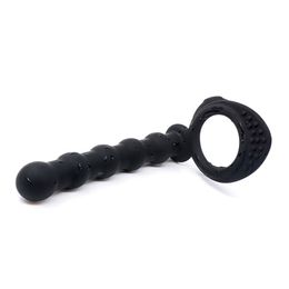 QualityAdult Sexy Double Penetration Penis Ring Strapon Dildo Anal Butt Plug Sex Toys For Women Man Couples Beads Massage Game Pro289K