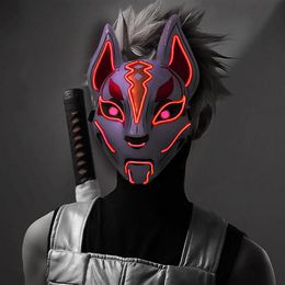 2021 Halloween Led Glowing Cold Light Glow Fox Cosplay Party Scary Mask Masquerade Cos Accessories Toys For Adult2400