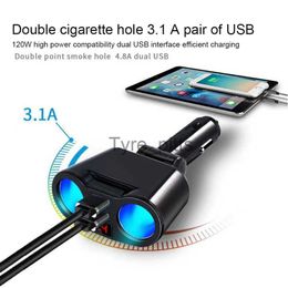 Other Batteries Chargers Floveme 3.1A Car Charger 2 USB Cigarette Lighter Multifunct Rotatable Plug with Display Car Charger for Phone 13 12 Fast Charge x0720