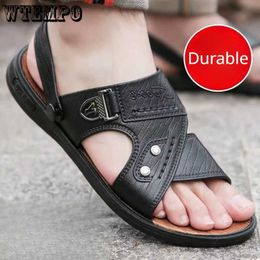 Sandals WTEMPO Oversized Men's Sandals Summer Non-slip and Wear Resistant Beach Shoes Middle-aged Durable Male Sandals Slippers L230720