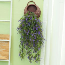 Decorative Flowers Imitation Lavender Wall Hanging Plastic Rattan Artificial Living Room Bouquet Wedding Decoration Plants Basket Cane Vine