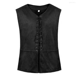 Men's Vests Sleeveless Waistcoat Stylish Vintage Lace-up Vest Mediaeval V-neck Cardigan With Gothic Steampunk Renaissance