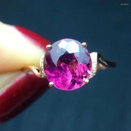 Cluster Rings Rubilite Ring 2.6ct Real Pure 18 K Gold Jewellery Natural Rubi Tourmaline Gemstones Diamonds Female For Women Fine