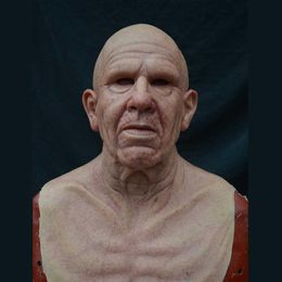 Wig Old Man Mask Halloween Full Latex Face Scary Heaear Horror For Game Cosplay Prom Props 2020 New X0803246k