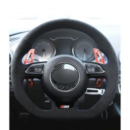 DIY Hand-stitched Black Suede Car Steering Wheel Cover for Audi A5 A7 RS7 S7 SQ5 S5 RS5 S4 RS4 S3 2012-2018194M