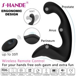 SHANDE Vibrator Prostate Massager For Men Vibrating Powerful Male Anal Plug Stimulator Butt Silicone for Adults Male Q0508242v