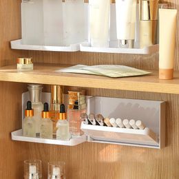Storage Boxes Punch-Free Makeup Organiser Box Wall-Mounted Cosmetic For Lipstick Brush Plastic PET Bathroom Shelf