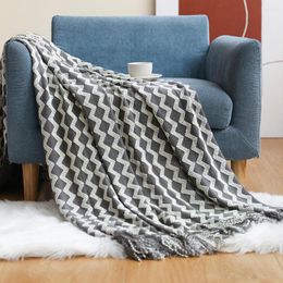 Blankets Knitting Throw Blanket Geometry Bed Sheet Carpet Summer Office Air Conditioning Nap Sofa Cover Soft And Comfortable