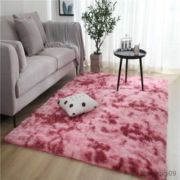 Carpets Tie-Dyed Gradient Long-Staple Carpet Living Room Coffee Table Pad Bedside Long-Staple Washable Full-Bed Bedroom R230720