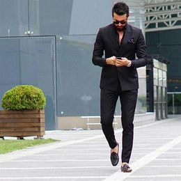 Skinny Black Business Man Blazer Pants Groom Tuxedo Suits for Men Wedding Costume Homme Mariage Prom Party 2Piece Slim Fit Terno M305c