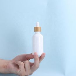 Empty White Porcelain Dropper Bottles 10ml 15ml 20ml 30ml 50ml 100ml For Essential Oils Cosmetics with Bamboo Lids Abcar