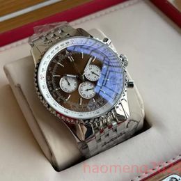 U1 Top AAA Breitl Watch Montre de luxe 48MM New Quality Watch B06 B01 Navitimer Chronograph Quartz Movement Silver Dial Men Stainsteel Steel Mens Wristwatches