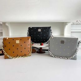 MCMC shoulder Crossbody Bag unisex Casual wide straps Luxury Handbag Chain Shoulder Packs Leather Designer messenger bags with pouch 230715