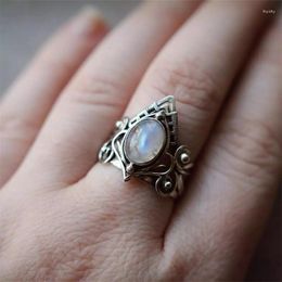 Wedding Rings Fashion Arrival Vintage Silver Colour Moonstone Ring Holiday Party Anniversary Jewellery Gift