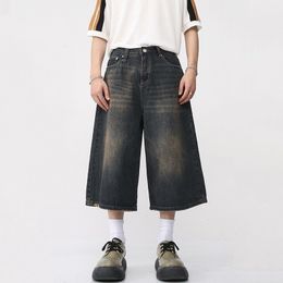 Men's Shorts Y2K Mens Vintage Streetwear Breeches Korean Harajuku Denim Wide Leg Trouser Short Pants Grunge Bermudas Jeans Clothes 230719