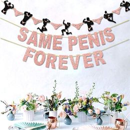 Banner Flags Bachelorette Party Same Penis Forever Banner Rose Gold Hen Party decoration Hen Night Bridal Shower Decor 230720