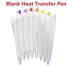 Blank Heat Transfer Pen with Black Ink Sublimation Customised Ballpoint Pen Rotatable White Holder Ballpoint with Solid Colour Clip262E