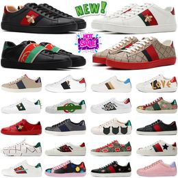 Designer Shoes Italy Ace Sneakers Bee Snake Leather Embroidered Black Men Tiger Chaussures Interlocking White Shoe Walking Casual Shoe Platform Trainers I20p