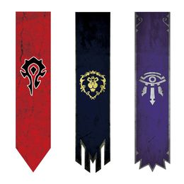 Banner Flags 36x168cm WOW World War For Horde Alliance Banner Long Flag Wall Hanging KTV School Bar Home School Cosplay Party Decoration Gift 230720