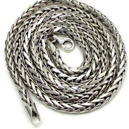 16-30 4mm 14k White Real Gold Franco Wheat Italy Spider Chain Necklace Mens225i