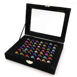 Jewelry Pouches Hundred Ring Display Tray With Transparent Cover Storage Box Store Counter Earring Boxes