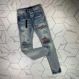 PH390 Jeans da uomo di alta qualità Distressed Motociclista da motociclista jean Rock Skinny Slim Ripped hole stripe Ricamo serpente alla moda De233h