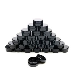 Empty Cosmetic Containers with Lids 3g Plastic Small Refillable Travel Bottle Leak Proof Round Black Jars for Slime Sample Lotion 245k