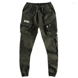 Men's Pants Functional Style Cargo Multiple Pockets Loose Casual Trousers Washable Cotton Elastic Jogging