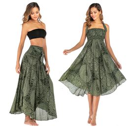 Skirts Ethnic Style Fashion Skirt Clothes Roupas Saia Bottom Woman Long Jupe Bohemian Boho Flowers Elastic Waist Faldas 230720