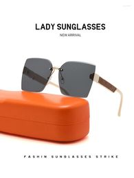Sunglasses Trend Women's Fashion Design Solid Elegant Rimless Glasses 2023 Female Casual High Street Chic Wear