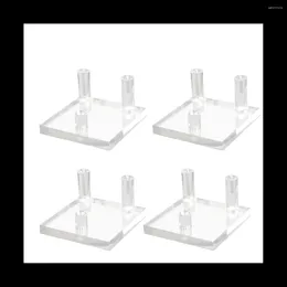 Jewelry Pouches 4 Packs 2.5Inch Rock Display Stand Three-Peg Square Acrylic For Rocks Minerals Slab Crystal