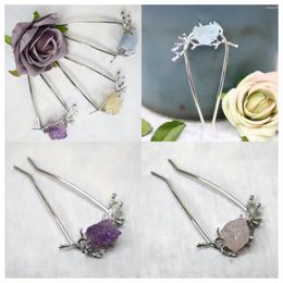 Hair Clips Quartz Branch Hairpin Raw Crystal Forest Fairy Accessories Plate Tool Wedding Event Gifts